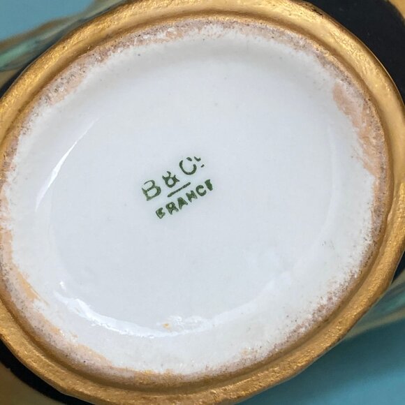 Antique Bernard Aud & Co. Haviland France Gilt Creamer and Salt Basket Art Deco - Picture 9 of 11